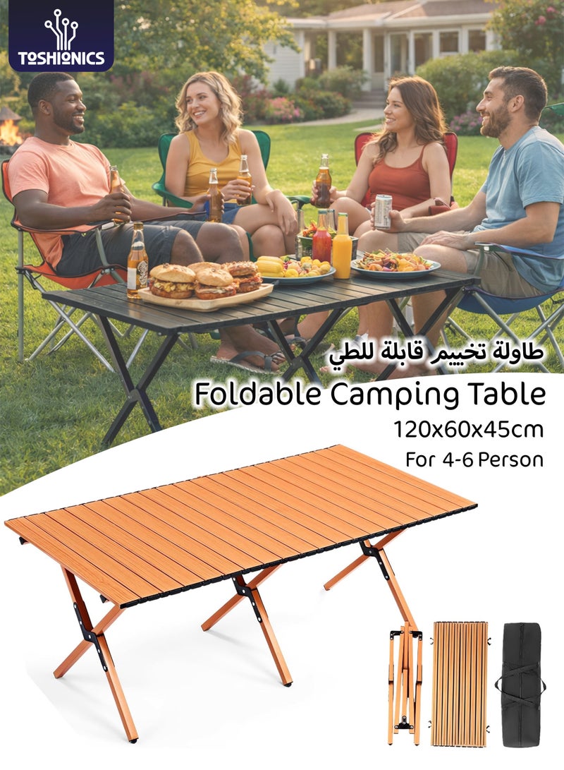 توشيونيكس طاولة تخييم خارجية قابلة للطي - طاولة ألومنيوم خفيفة الوزن محمولة قابلة للطي مع حقيبة حمل، طاولة نزهة مدمجة قابلة للطي للمشي لمسافات طويلة، الصيد، الشاطئ، الشواء، الطبخ، السفر، المهرجانات والاستخدام الداخلي والخارجي - 120×60×45 سم - Image 1